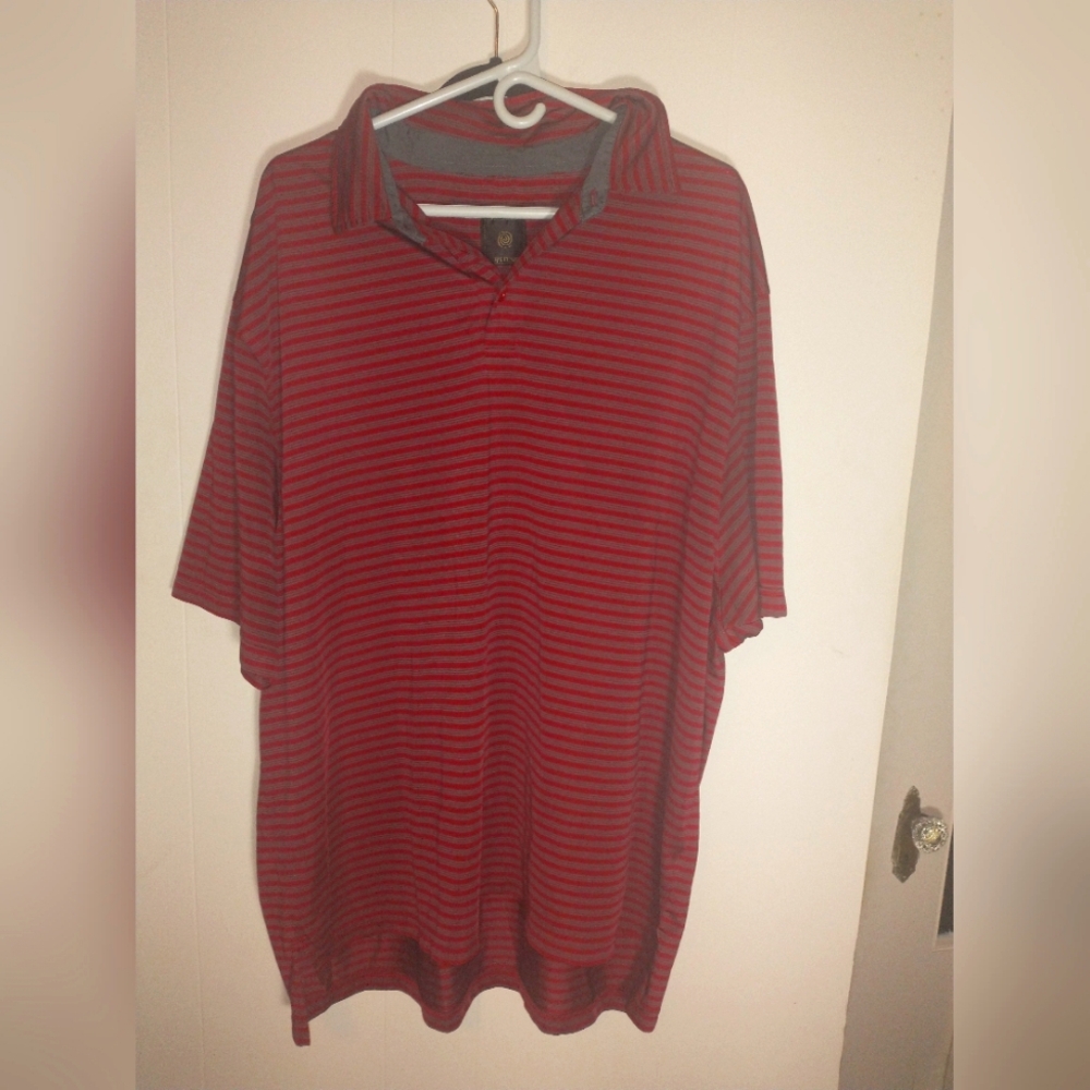 F/X Fusion 3XL Red & Grey Striped Golf Shirt
